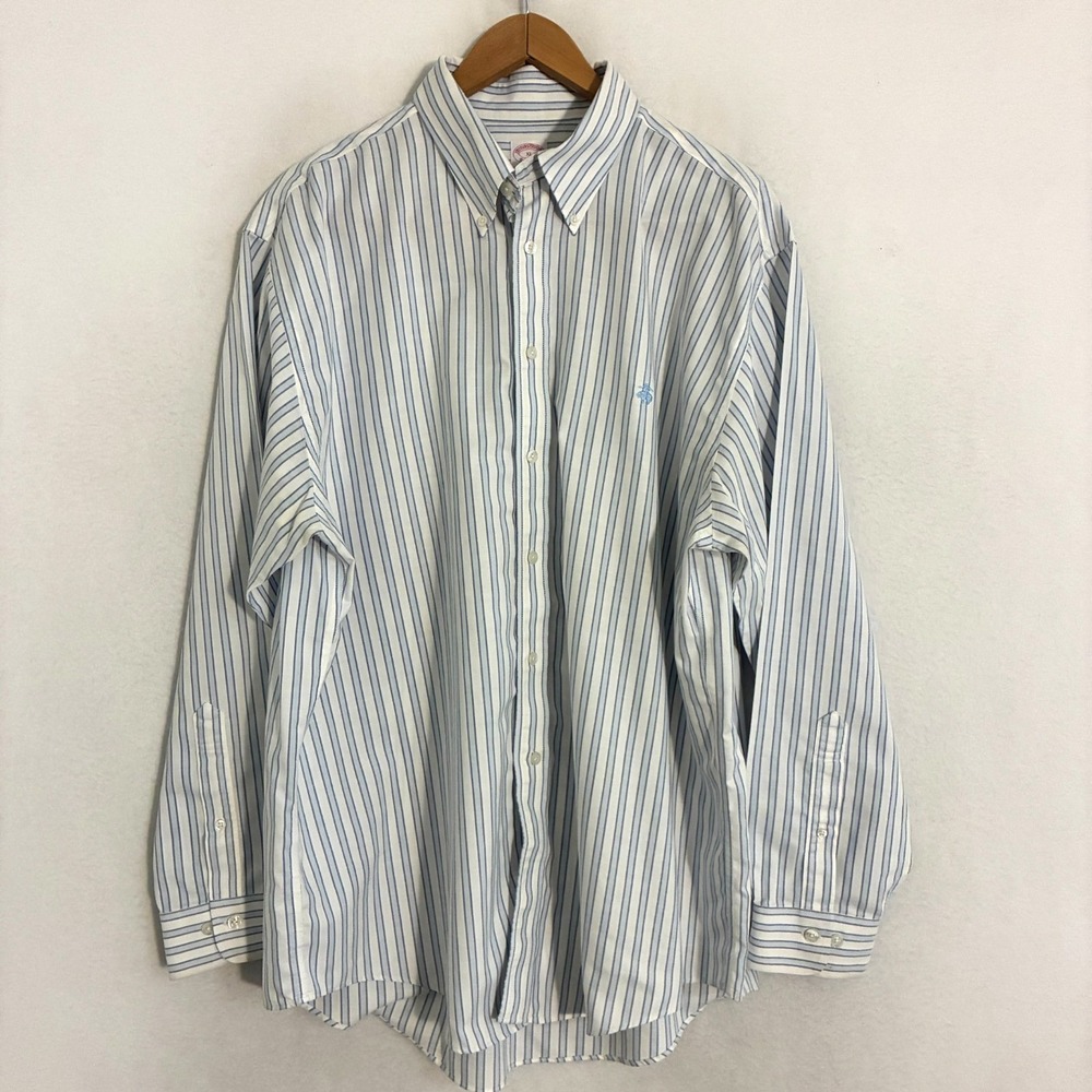 Brooks Brothers Supima‎ Cotton Shirt Mens XL Button Down Striped Preppy Office
